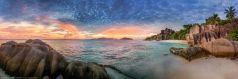 Sunset Anse Source Dargent, Insel La digue , Seychellen / Indischer Ozean