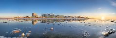 * Duhnen Meer und Strand Panorama * Zurücklaufendes Meer zum Sonnenuntergang am Strand vom Badeort Duhnen bei Cuxhaven an der Nordsee.