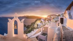 Santorin , Santorini , Griechenland , Oia zur Sonnenuntergang