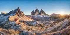 Drei Zinnen Sunset, in den Dolomiten in Italien in Südtorol
