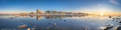 * Duhnen Meer und Strand XXL Panorama * Zurücklaufendes Meer zum Sonnenuntergang am Strand vom Badeort Duhnen bei Cuxhaven an der Nordsee.