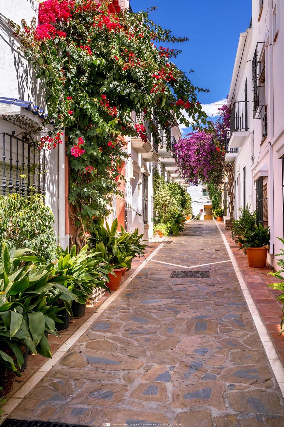 * Gasse in Marbella in Andalusien 4 * Gasse in der Alstadt von MArbella in Spanien / Andalusien.