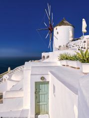 Santorin , Santorini , Griechenland , Oia mit Windmühle