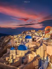 Santorin , Santorini , Griechenland , Oia im Sonnenuntergang