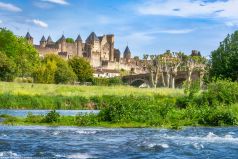 Die mittelalterliche Stadt Carcassonne in der Auvergne im Herzen von Frankreich.