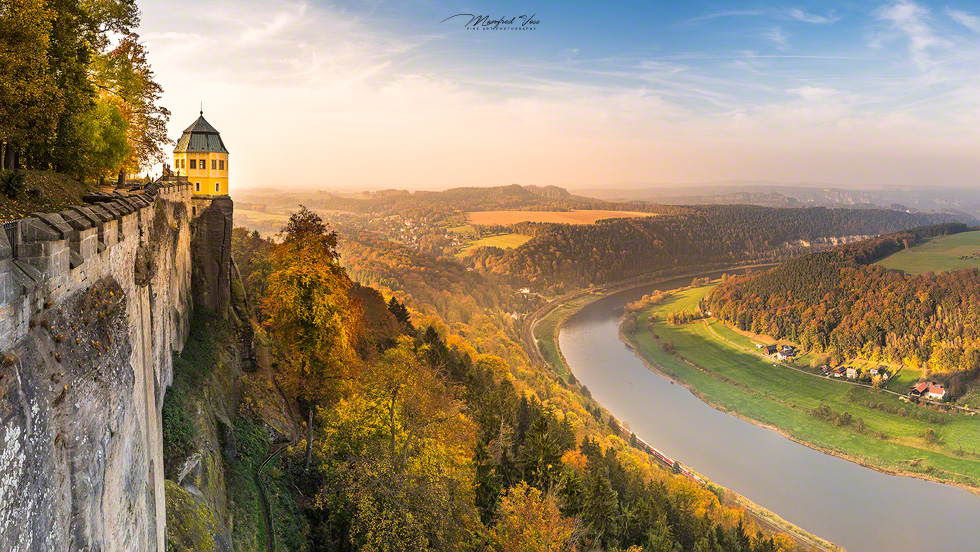 Elbschleife bei der Festung Königstein / Sächsische Schweiz / Saxon Switzerland / Deutschland