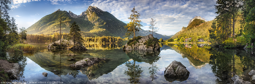 Hintersee Panorama in Berchtesgaden in Bayern