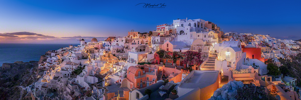 Santorin , Santorini , Griechenland , Oia im Sonnenuntergang