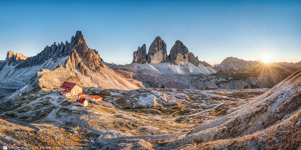 Drei Zinnen Sunset, in den Dolomiten in Italien in Südtorol