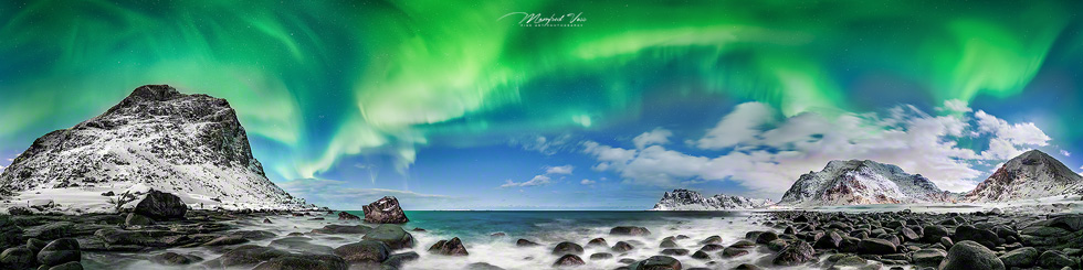 Aurora Borealis Panorama XXL , Lofoten / Norwegen