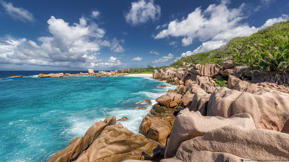 La Digue Stones , Insel La Digue , Seychellen / Indischer Ozean